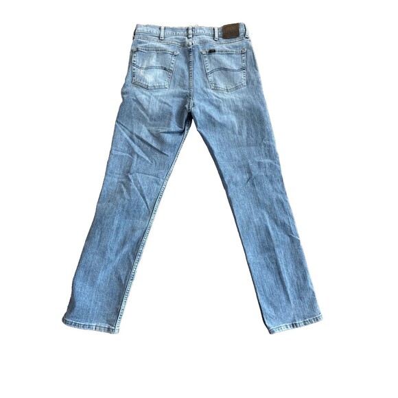 2x Vintage Lee Jeans Light Wash Blue Denim Mens 34x34 Straight Regular Fit - Picture 10 of 13
